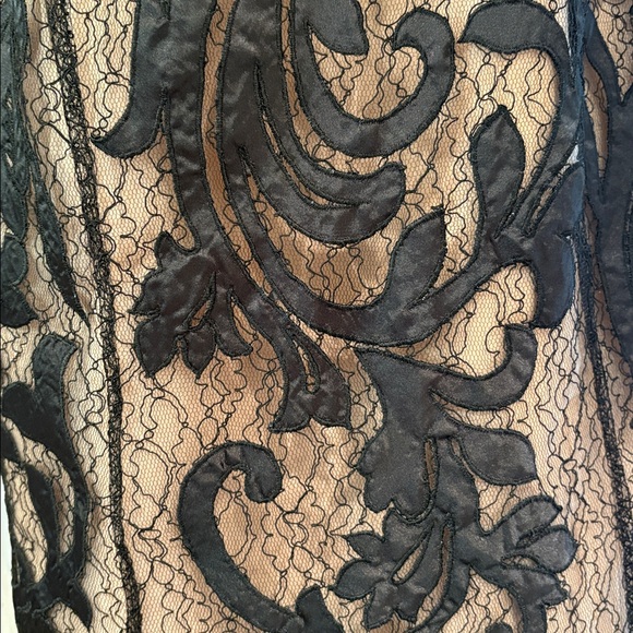 Elegant Black and Cream Lace Dress - Picture 4 of 11